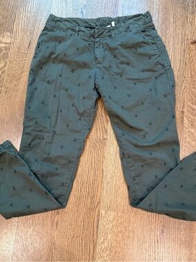 Sundance Embroidered Slim Straight Pants Women's Sz 4 Olive Green Casual